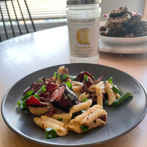 Creamy White Cheddar Alfredo and Kielbasa 