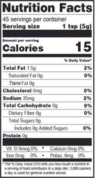 Nutrition fact label for Creamy Roasted Jalapeno Sauce