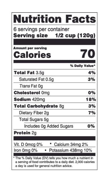 Nutrition facts for Dave's Gourmet Marinara Sauce