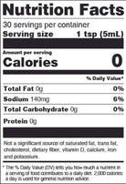 Nutrition fact label for Scorpion Pepper Hot Sauce